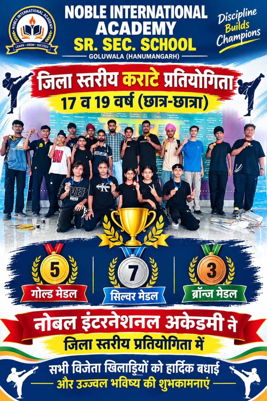 District Level Karate Competition - Gold, Silver and Bronze Medals